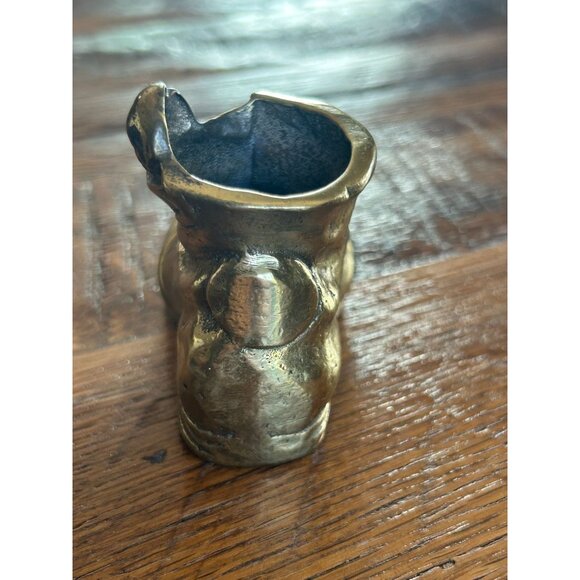 Antique Solid Brass shoe Match Holder With Mouse Figurine - Picture 6 of 8